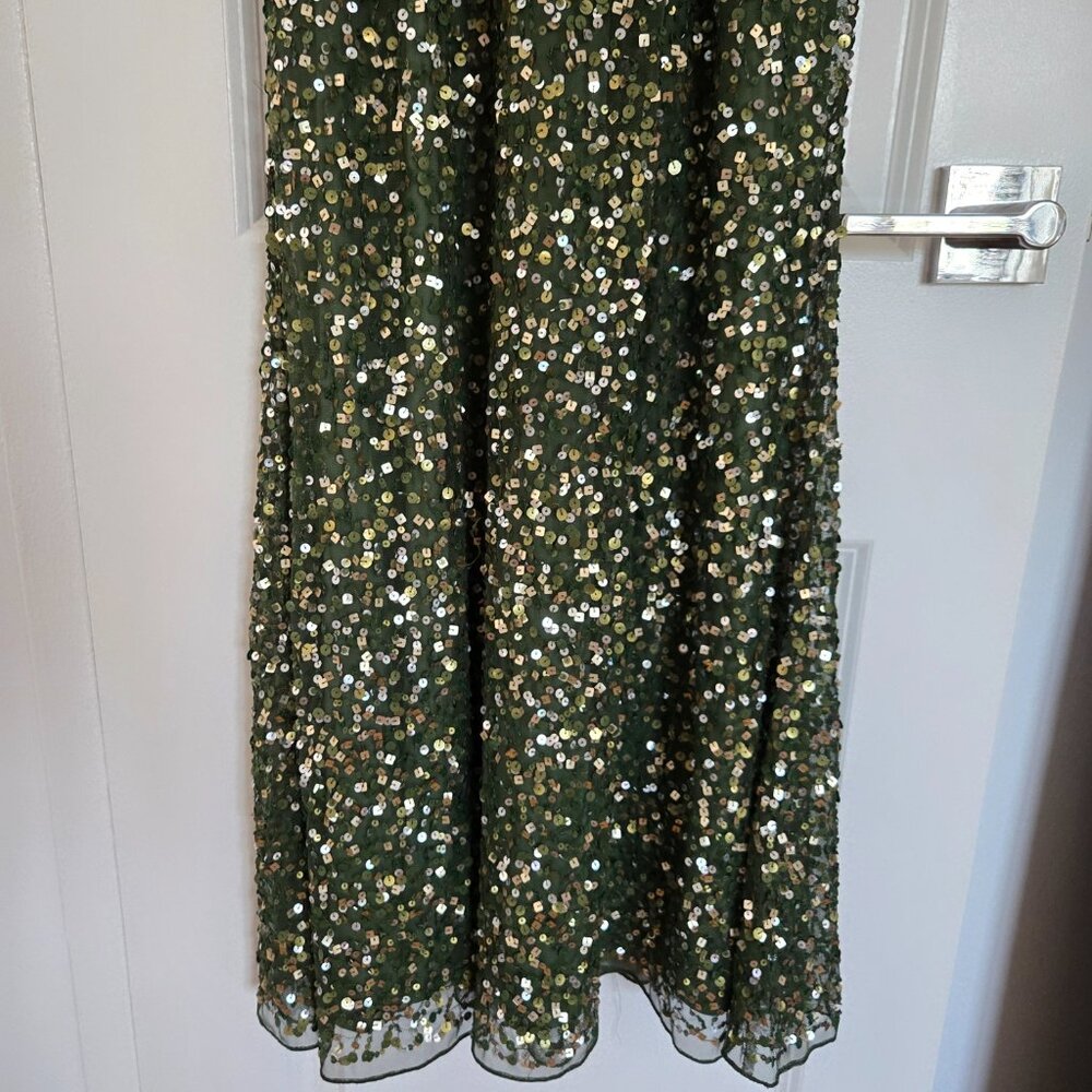 MAC DUGGAL Green Sequin Draped Dress, US size 2 - Picture 8 of 13